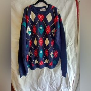 Gulf Traders vintage Argyle embroidered golf sweater